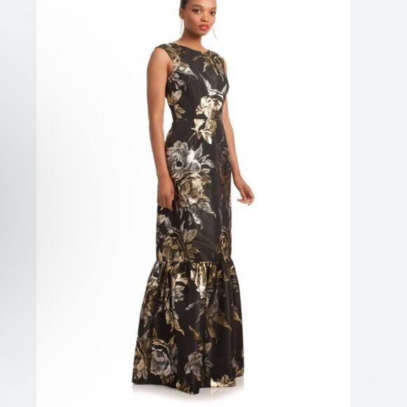 NWT Trina Turk Black Metallic Jacquard Floral Williams Dress Size 2 - Picture 3 of 8